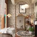 Floral Wallpaper Peel and Stick Wallpaper Boho 17.3"197" Vintage Floral Contact Paper for Cabinets Removable Self Adhesive Wall Paper for Bedroom Butterfly Flower Mural Decor Vinyl Roll