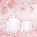 102PCS Rose Gold Plastic Plates - Clear Rose Gold Disposable Plates - Elegant Hammered Plate Includes 51 PCS 7.5inch Dessert & 51PCS 10.25inch Dinner Plates for Wedding Party Mothers Day