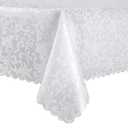 HommxJF Wave Scroll Damask Jacquard Rectangle White Tablecloth 60"x102"，Wipeable Table Cover for Dining Table, Buffet Parties and Camping