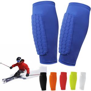 Shin Defender Shin Guards Kids, Soccer Shin Guards for Youth Adult, Lightweight Calf Protective Gear for Football Soccer with Honeycomb Pads (Large, Blue)