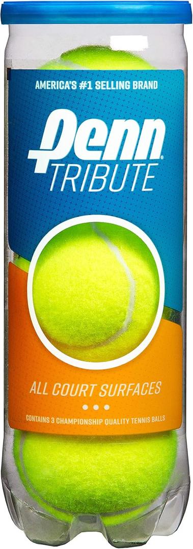 Penn Tribute Tennis Balls (1 Can, 3 Balls, Optic Yellow)