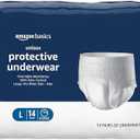 Amazon Basics Unisex Protective Underwear, Overnight Absorbency, Large, 14 Count, (1 Pack of 14)