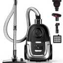 Zefiro Max 1600W Bagless Canister Vacuum Cleaner, 40kPa Powerful Suction for Pet Hair, Hard Floors & Carpets, Lightweight with HEPA Filter, Auto Cord Rewind & Large Capacity for Home & Apartments