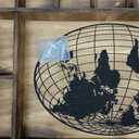 GlikCeil 44 Slots 28 x 23'' Medium World Map Shot Glass Display Case Rustic Wood Shot Glass Holder for Different Size Wineglass Bar Shelf Organizer Storage Cabinet Decor