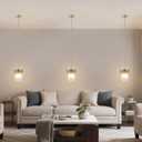 Dijiahua Gold Pendant Lights Kitchen Island 3 Pack,Modern Crystal Pendant Light Fixtures Over Table, Mini Brass Dining Room 1-Light Chandelier,Adjustable Cord Hanging Lamp for Bedroom,Hallway