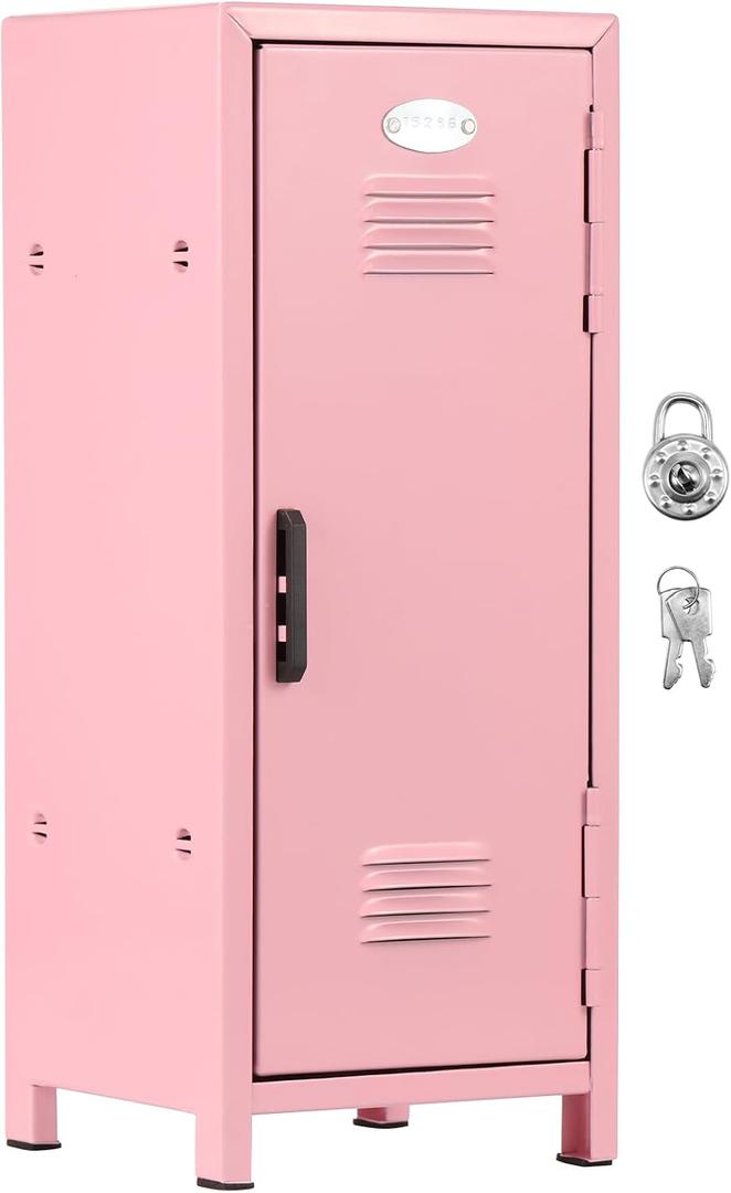 Briwooody 4 Pcs 10.8 Inch Mini Metal Locker with Lock and Keys Small Cute Cash Safe and Money Lockbox Desktop Storage Organizer for Jewelry Back to School Home Office Gift(Purple Blue Pink White)