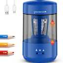 Electric Pencil Sharpener for Classroom, Fully Automatic Pencil Sharpener for 6-8mm Pencils & Colored Pencils, Auto in & Out, Type-C Rechargeable Pencil Sharpeners for Home, School, Office, Blue