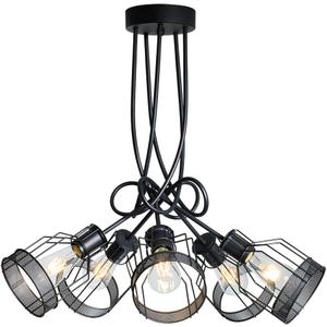 Black Chandelier 5 Lights Modern Pendant Light Vintage Semi Flush Mount Ceiling Lighting Fixtures for Dining Room Kitchen Entryway Bedroom Breakfast