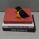 Yookeer 4 Pcs Graduation Table Centerpieces Decorative Book Set with Graduation Cap Stacked Farmhouse Style Books Printed Congratulations Grad Class of 2026" for Shelves Desk Home Decor(Red,Classic)