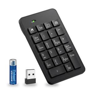 LOONASA Bluetooth & 2.4G Number Pad, Rechargeable Wireless Numeric Keypad, Slim Silent 34-Keys External Numpad USB Keyboard Compatible for MacBook, iPad, iPhone, iOS, Laptop, Windows, Android, PC