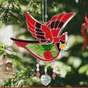KY&BOSAM Cardinal Suncatcher Had-Painted Staine Glass for Windows Hangings Wind Chimes Pressed Real Flower Wings Glass with Metal Heart Charm Birthday Gifts for Women Mother's Day(A Special Aunt)