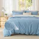 Bedsure Textured Duvet Cover Queen Size - Cotton-Like Polyester Jacquard Duvet Cover Set for All Seasons - 3 Pieces Elevated Dobby Ultra Soft Bedding Set, NO Comforter (Chambray Blue, Queen, 90"x 90")