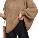 PRETTYGARDEN Womens Sweaters Fall 2025 Oversized Chunky Knitted Pullover Sweater Casual Long Sleeve Crewneck Cute Sweaters (Small, Khaki)