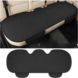 Car Back Seat Cover, Linen Breathable Vehicle Rear Bottom Bench Seat Protector with Storage Pocket, Anti-Slip Comfortable Long Automotive Rear Chair Cover, Universal for Vehicles (Black) 
Universal Fit