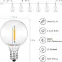 Brightown Outdoor String Lights, 50FT 25 G40 Bulbs Shatterproof Patio Lights, IP65 Waterproof Dimmable Hanging Connectable Globe LED Outdoor Lights for Backyard, Bistro, Porch, Deck, Balcony, White