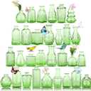 Charm Glass Bud Vases, Small Flower Vases in Bulk for Centerpieces, Vintage Mini Vases for Wedding Decor, Home Table Decorations Diffuse Bottles,Ideals (Pack of 30,Light Green)