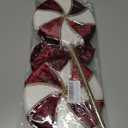 2 Pieces Large Candy Christmas Picks Decorations 16.9" Velvet Peppermint Lollipop Sprays with Bowknot Candy Cane Ornaments for Xmas Tree Topper Vase Fillers Craft Holiday Party Decor (Red and White)