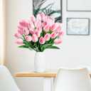Sggvecsy 30 Pcs Fake Tulips Artificial Flowers Real Touch PU Faux Flowers Tulip Stems for Wedding Spring Bouquet Floral Arrangement Home Party Office Decorations for Mother's Day (Light Pink)