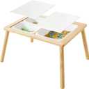 Asweets Sensory Table for Toddlers, Indoor Table with Storage Bins, Kids Play Activity Desk for Boys Girls Gift, 29''L x 20''W x 21''H, (3 White Bins) (1 Large Bin + 2 Small Bins, White Bins)