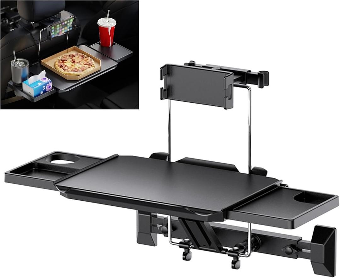 Car Back Seat Table with Adjustable Height and Tilt, Foldable Car Seat Table Tray Laptop Table Auto Seatback Desk for Working, Writing, Eating, Traveling