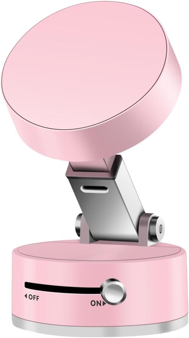 Muyuguit Foldable Vacuum Magnetic Suction Phone Holder, Multifunctional Vacuum Suction Phone Holder, Retractable Magnetic Car Holder for Home, Car Interior, Mobile Phone Stand, Smooth Glass (Pink)