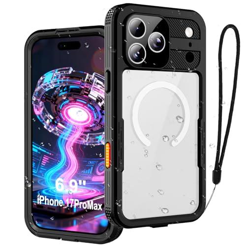 Waterproof Case for iPhone 17 Pro Max, IP68 [6.6FT] Military Full-Body Armor, MagSafe Compatible Shockproof Underwater Protection with Built-in Screen & Camera Cover for Swimming Outdoor Adventures