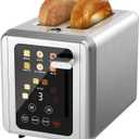 Touch screen Toaster 2 slice,Stainless Steel Digital Timer Toasters with Sound Function,6 Bread Types & 6 Shade Settings,Smart Extra Wide Slots Toaster with Bagel,Defrost Functions,Platinum
