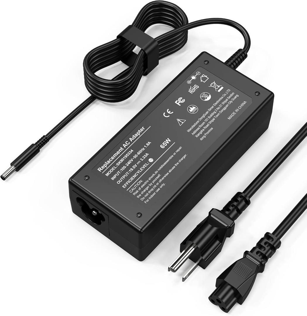 65W 45W AC Adapter Charger for Dell Laptop Charger, inspiron 11 13 14 15 17 3000 5000 7000 Series 15 3558 5559 5558 5755 5568 5565 7560 laptops Round Connects Chargers 4.5mm Tip