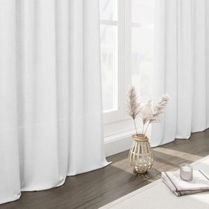 Nanspring White Linen Sheer Curtains 52x84 Long 2 Panels Set for Living Room Bedroom 