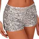 SHENHE Women's Sparkly Sequin Shorts Sexy Low Rise Y2k Glitter Rave Micro Shorts Hot Pants