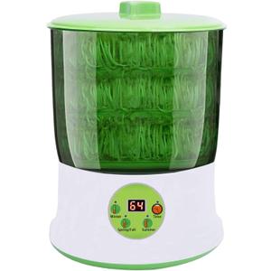 Bean Sprouts Machine, Seed Sprouter Kits, LED Display Time, Intelligent Automatic Bean Sprouts Maker, 3 Layers Function Large Capacity Seed Grow, Also for Radish, Alfalfa, Wheatgrass, Broccoli Sprouts