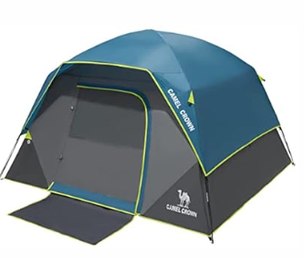 CAMEL CROWN Tents for Camping 4/8 Person Waterproof Quick Setup Folding Outdoor Backpacking Tents 4 People Family Hiking (Brown)