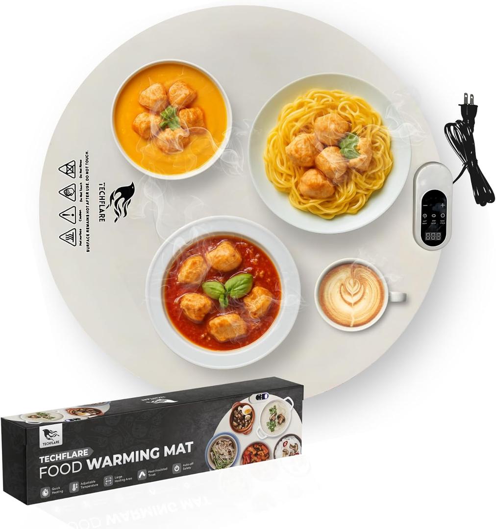 Food Warming Mat  200W Silicone Electric Buffet Warming Tray with 4 Heat Levels & 10H Timer, Roll Up Hot Plate for Parties, Holidays, Buffets, Defrosting & Everyday Meals