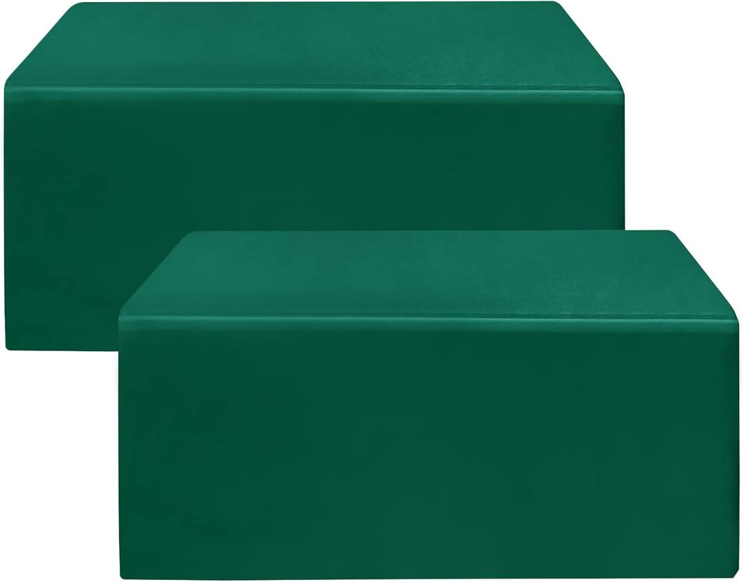 HolidayIdeas 2 Pack Fitted Table Clothes - 48 x 24 Inch - Green Rectangle Tablecloths for 4 Foot Folding Tables, Polyester Fabric Table Covers for Christmas, Craft Show, Trade Show, Business Party