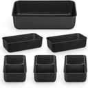 LIANYU 6 Pack Nonstick Loaf Bread Pan for Baking, 9x5In Bread Loaf Baking Pan, Stainless Steel Meatloaf Pan Tin for Homemade, Dishwasher Safe (Black)
