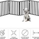 Pet Gate - 4-Panel Indoor Foldable Dog Fence for Stairs, Hallways, or Doorways - 72x24-Inch Wood Freestanding Dog Gates by PETMAKER (Black)