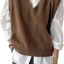 SHENHE Men's V Neck Sleeveless Plain Soft Sweater Vest Pullover Preppy Top (M)