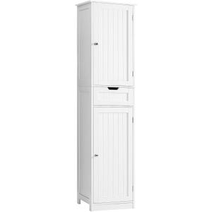 Iwell 67" Tall Bathroom Cabinet, Storage Cabinet with 2 Doors & 1 Drawer, Bathroom Storage Cabinets with Adjustable Shelves, for Living Room, Entryway, Home Office, White, 11.8"D x 15.7"W x 67.1"H