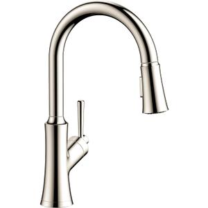 Hansgrohe 4793830 Joleena 1.75 GPM 2-Spray Pull-Down HighArc Kitchen Faucet, 15.8-Inches Tall, Polished Nickel