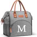 Initial Lunch Bag Women, Insulated Lunch Box Wide Open Lunch Tote Bag - M