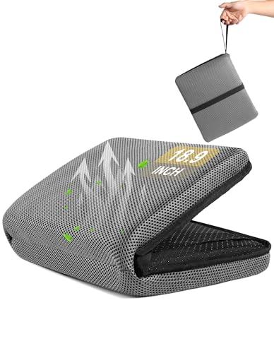 FASTMOMENT Airplane Seat Cushion Portable Travel Cushion for Comfort Foldable Stadium Pad with Breathable Fabric Seat Pad Perfect for Long Flights, Office, Camping, Bleacher (Plus Size – 18.9'')