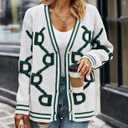 PRETTYGARDEN Women's Spring Fall Chunky Knit Cardigan Sweaters Casual Open Front Button Up Winter Coats Outerwear (White, XL)