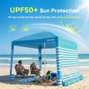 Gorich Beach Cabana with UPF50+ UV Protection, 10x10 FT Beach Canopy Tent with Side Wall, Easy Setup, Windproof Portable Sun Shelter Shade for Family
