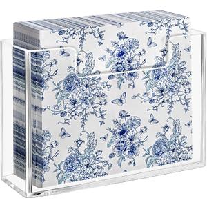 HBlife Acrylic Paper Napkin Holder for Kitchen - Clear Waterproof Vertical Stand, for 6.5"x6.5" Disposable Luncheon Paper Dispenser, Modern Square Table Tray for Dinner, Hotel, Restaurant, Bar, Party