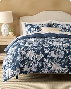 Bedsure Duvet Cover King Size - 100% Cotton Reversible Navy Floral Pattern Duvet Cover Set, 3 Pieces Soft & Breathable PureWoven Bedding Set with 2 Pillow Shams, (Vintage Navy Floral, 104"x90")

ASIN: B0FWK69HNC