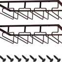 MOCOUM Wine Glasses Rack Under Cabinet Stemware Rack, Wine Glass Hanger Rack Wire Wine Glass Holder Storage Hanger for Cabinet Kitchen Bar (Brown, 4 Rows, Pack of 1)