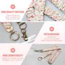 2 Set Scrunchie Lanyard for ID Card Neck Lanyard Set Scrunchie Keychain Wristlet for Teacher Nurses School Office (2Pack Green Badges & Keys)