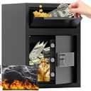 1.8 Cuft DropSafe with Front Drop Slot - Fireproof Digital Security Safe Box with Combination Lock for Cash and Documents - Silent Safe for Business Office Home