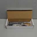 16-Piece Modern Black Hammered Silverware Set with Ultra Sharp 2-IN-1 Serrated Knives, 18/10 Stainless Steel Flatware Set, Titanium Plated Cutlery Set Service for 4, Dishwasher Safe