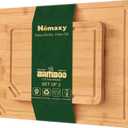 Homaxy Organic Bamboo Cutting Boards Set for Kitchen Set of 2, Wooden Cutting Board Set with Juice Groove and Handles, Charcuterie Serving Tray Wood Chopping Board Set for Meat Fruits & Vegetables